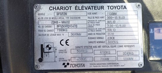 Chariot élévateur gaz Toyota 8FG50N - 3