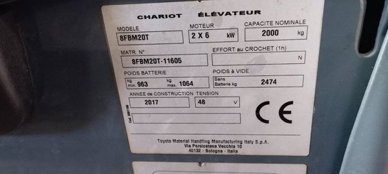 Chariot élévateur électrique Toyota 8FBMT20 - 5